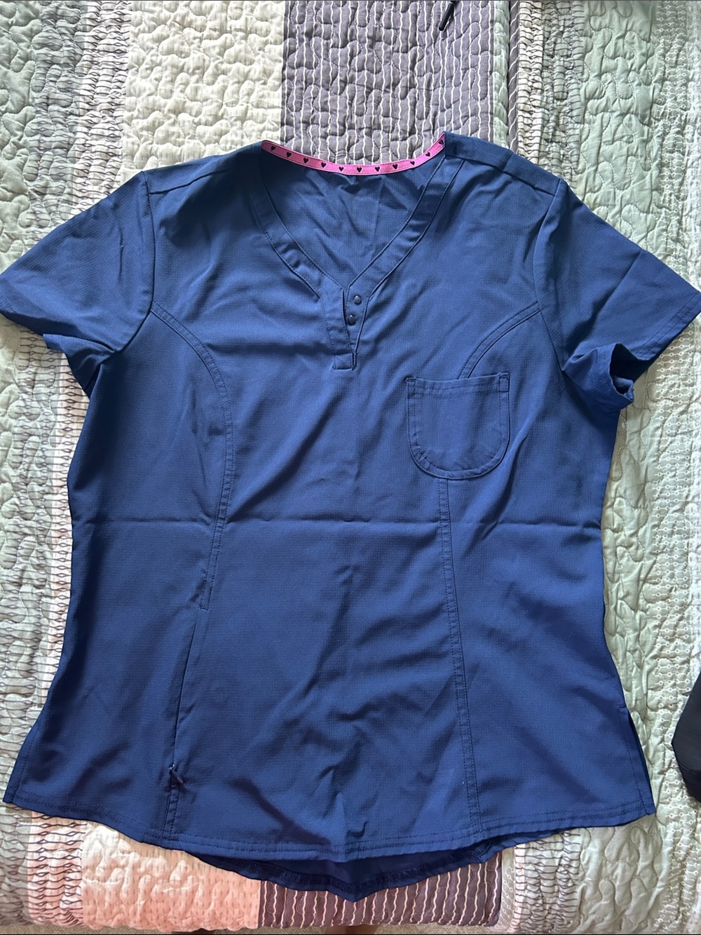 HeartSoul Navy Short Sleeve V-Neck Scrub Top